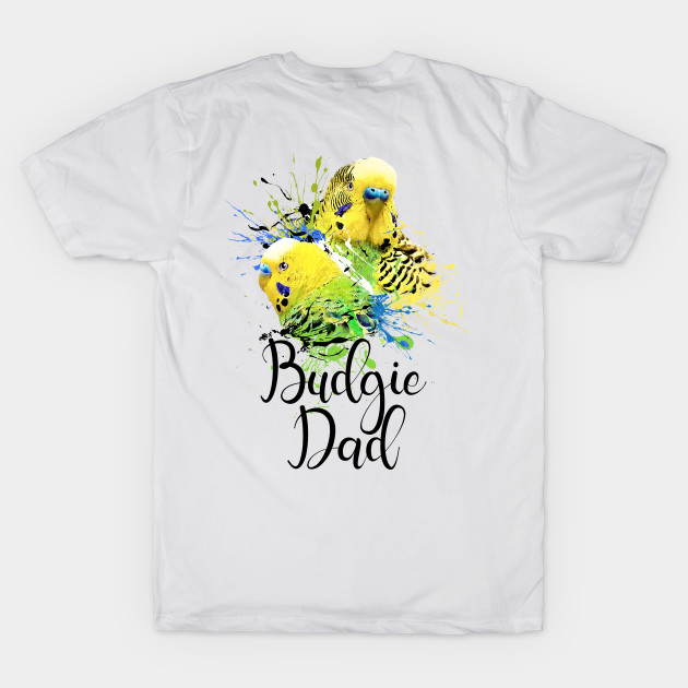 Color Splatter Budgie Parrot Dad White by BirdNerd